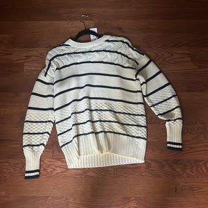 Vineyard Vines Cream and Black Striped Sweater